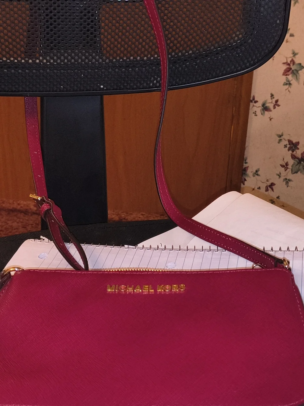 Michael Kors Hot Red Crossbody Bag with Gold Hardware